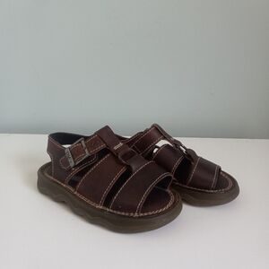 Dr. Martens Brown Leather Kid Buckle Sandals Size 10